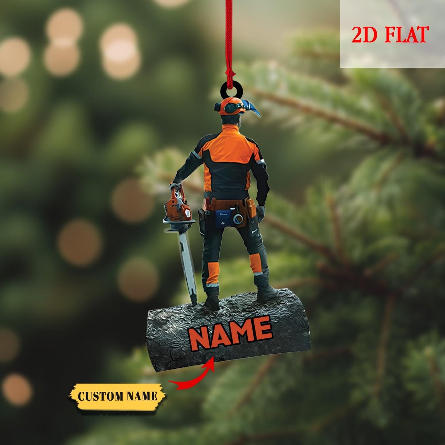Personalized Arborist Christmas Ornament, Logger Hanging Ornament, Tree Trimmer Cutter Decor, Unique Handyman Holiday Gift for Men