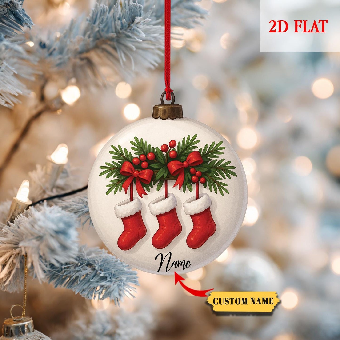 Personalized Christmas Stocking Ornament, Xmas Stockings Bauble Ornament, Christmas Stocking Gift, Stockings on Fireplace, Christmas Gift