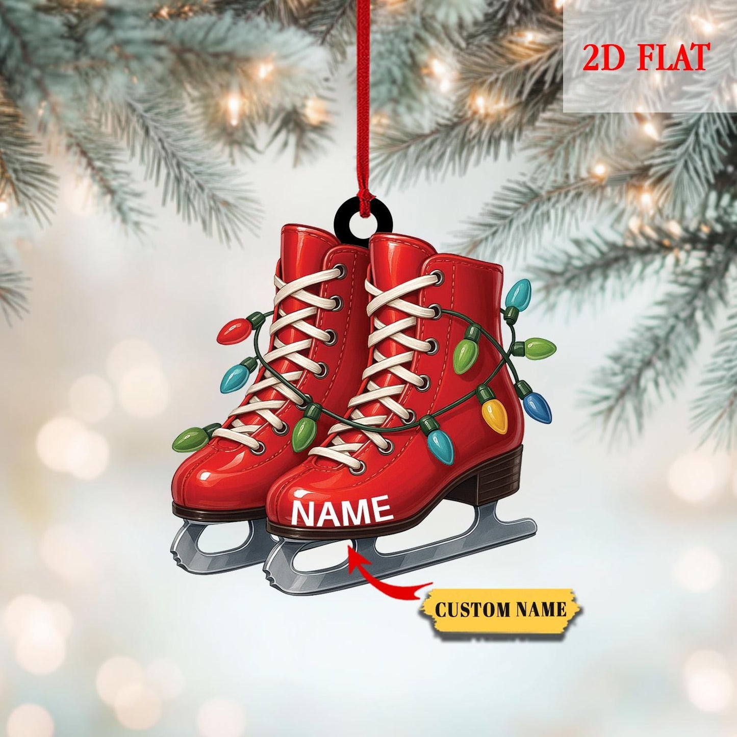 Personalized Roller Skate, Roller Derby Christmas Light Car Ornament, Love Roller Skate Christmas Ornament, Xmas Tree Decor Gift