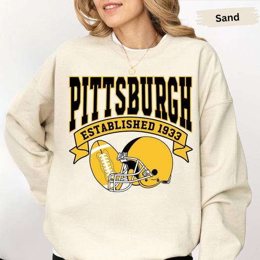 Pittsburgh Football Sweatshirt, Retro Pittsburgh Sweatshirt, Game Day Sweatshirt, Gift For Football Fan, Football Season Sweatshirt