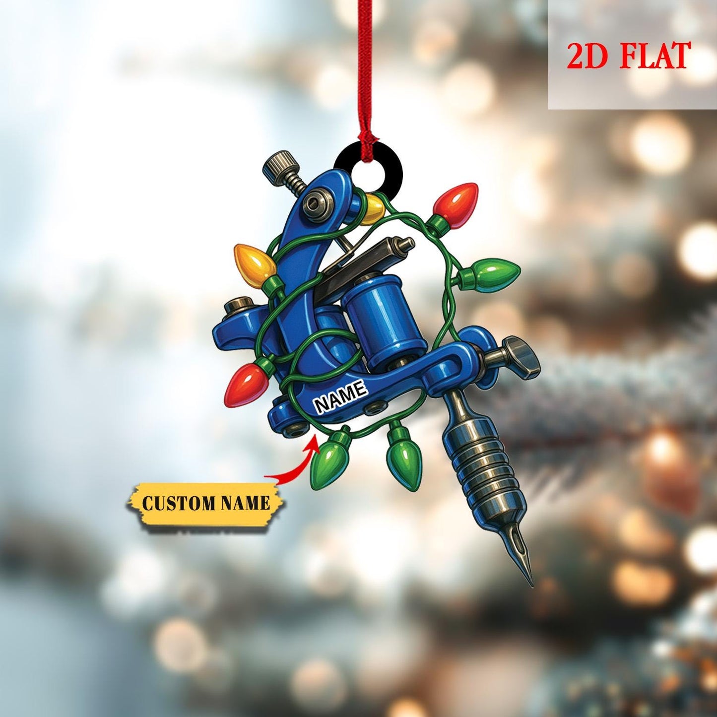 Personalized Tattoo Artist Christmas Ornament, Tattoo Machine & Ink Cart Ornaments, Tattoo Lovers Gift, Tattoo Studio Xmas Tree Decor Gift