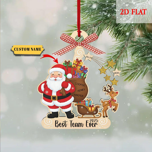 Pesonalized Best Team Ever Ash Wood Ornament, Coworker Ornament, Work Bestie Friends Gift, Team Gift for Employees, Appreciation Gifts