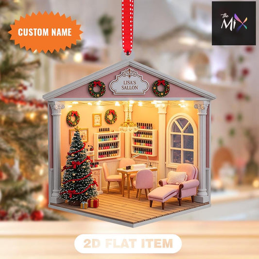 Personalized Nail Salon Christmas Ornament, Nail Tech Tree Decoration, Nail Salon Xmas Decor, Gift for Nail Artist