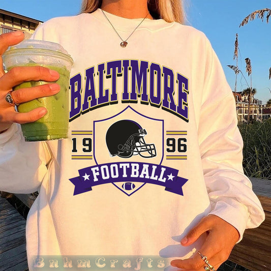 Baltimore Football Vintage 90s Style Sweatshirt, Baltimore Football Shirt, Sunday Football Shirt, Baltimore Crewneck Sweatshirt, Game Day