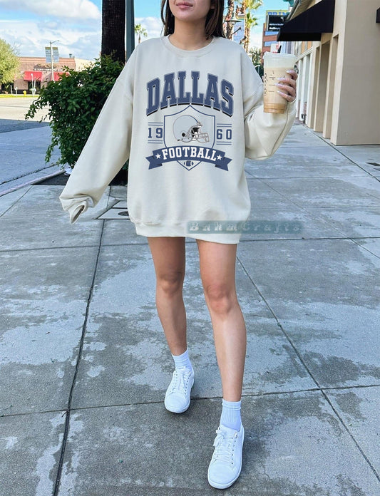 Dallas Football Vintage 90s Style Sweatshirt, Dallas Football Shirt, Sunday Football Shirt, Retro Dallas Crewneck Sweatshirt, Game Day Shirt