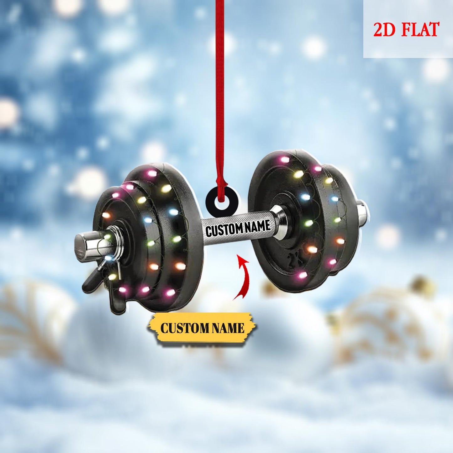 Personalized Dumbbell Ornament, Custom Gym Gift for Fitness Lovers, Workout Christmas Tree Decoration, Christmas ornament, gift for Gymer