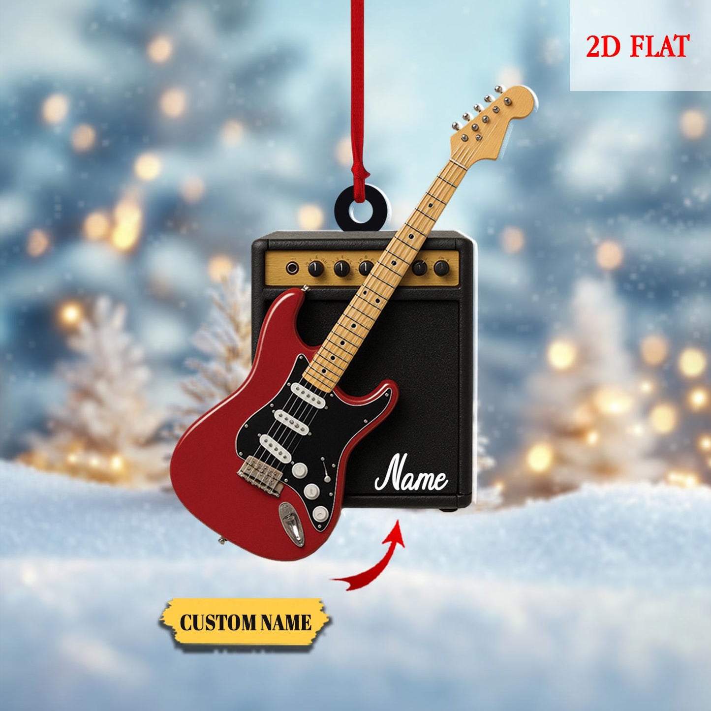 Personalized Electric Guitar Ornament, Guitar Christmas Decor, Custom Music Ornament, Rock and Roll Gift, Guitar Lover Gift Idea