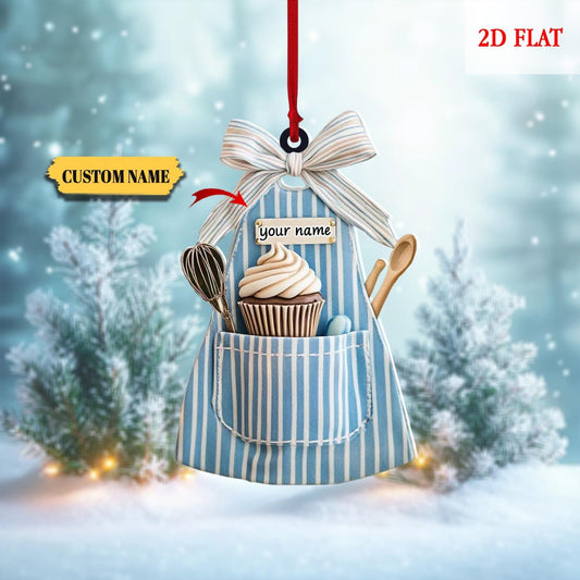 Personalized Baking Apron Christmas Ornament, Baking Apron , Baking Apron Ornament, Xmas Tree Decor, Gift For Banking Lover, Gift For Baker