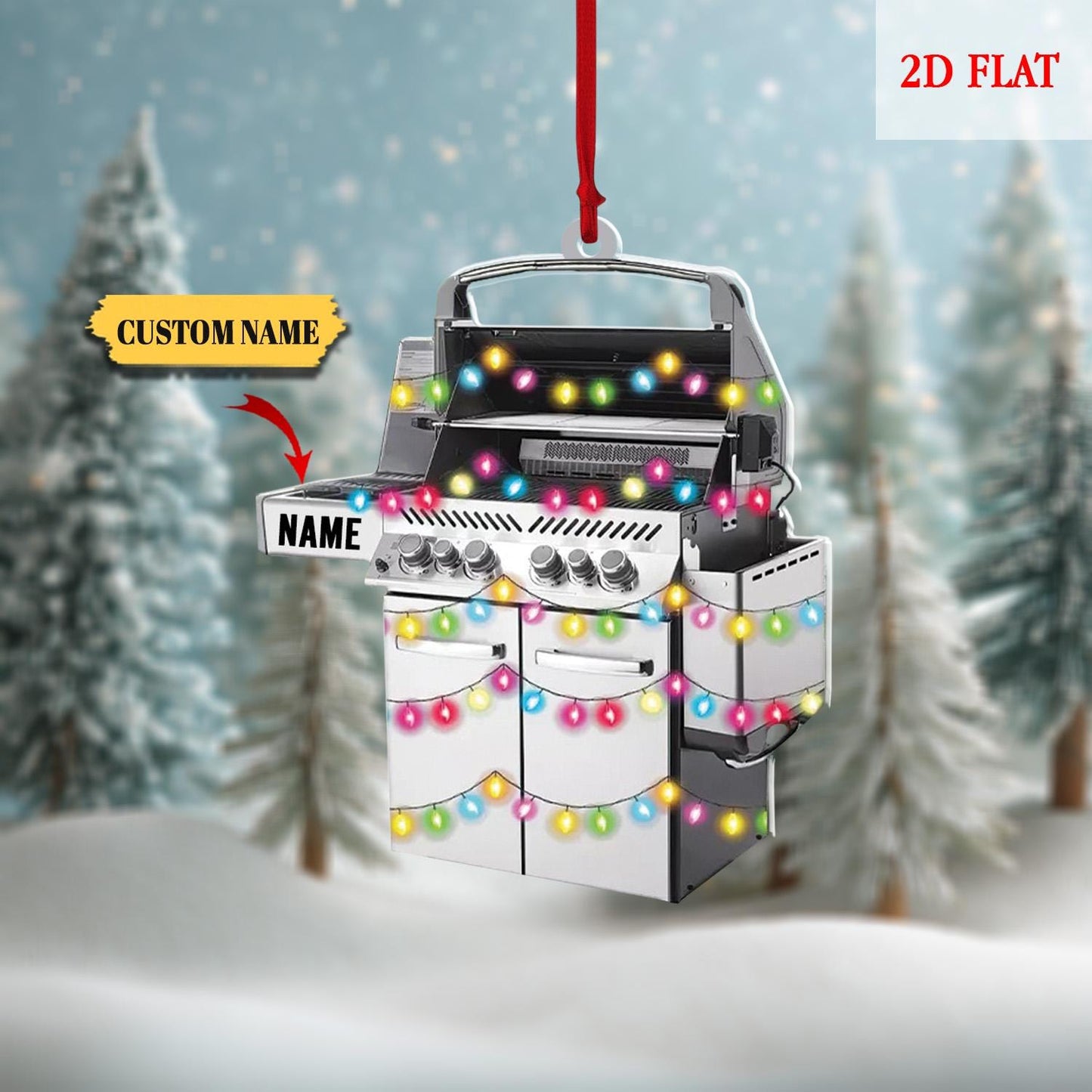 Personalized BBQ Grill Christmas Ornament, Barbecue Christmas decor, Outdoor cooking ornament, Chef BBQ ornament, BBQ lover gift