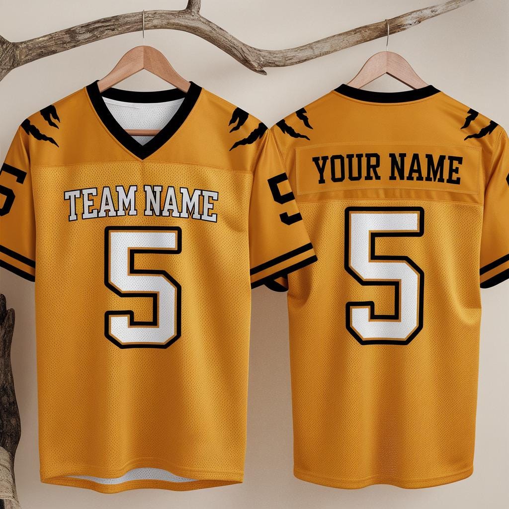 Personalized America Team Football Jersey, Orange Football Jersey With Team Name Number, America Football Jersey, Football Game Day Jersey