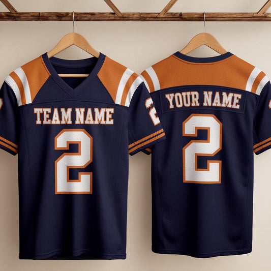 Custom America Team Football Jersey, Navy Blue Football Jersey With Team Name Number, America Football Jersey, Football Game Day Jersey