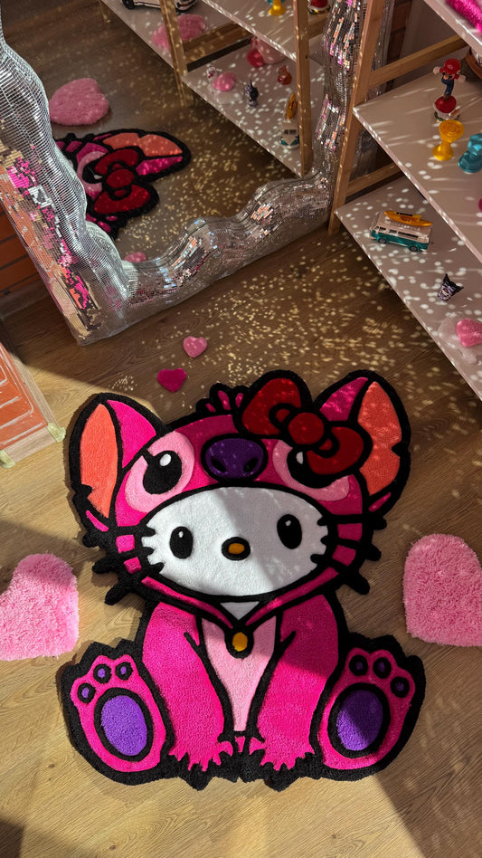 Stitch in Pajamas Rug – Custom Tufted Fluffy Carpet, Handmade Rug, Cute Bedroom Decor, Kawaii Anime Gift for Fans or Kids
