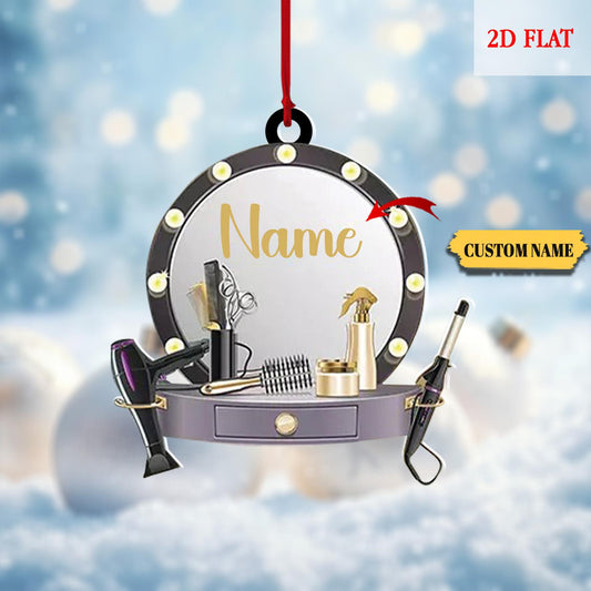 Personalized Name Hairstylist Ornament, Hairslylist Tool Set Ornament, 2D Flat Hairdresser Barber Acrylic Ornament , Hairslylist Tool Set