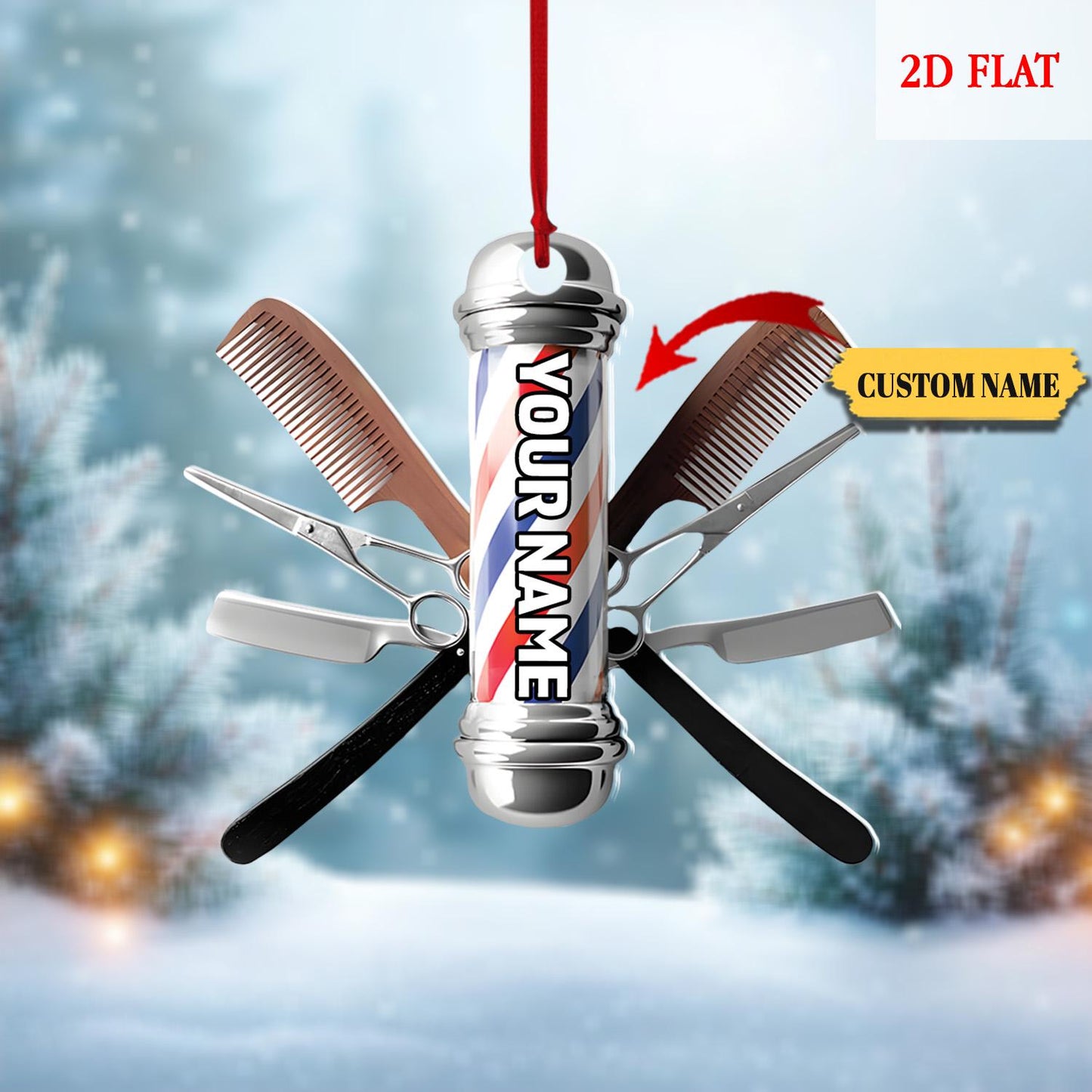 Personalized Hair cut bur bar logo Template Ornament, Christmas Tree Decoration Keepsake, Gift For Hairdresser Barber, Barber Shop