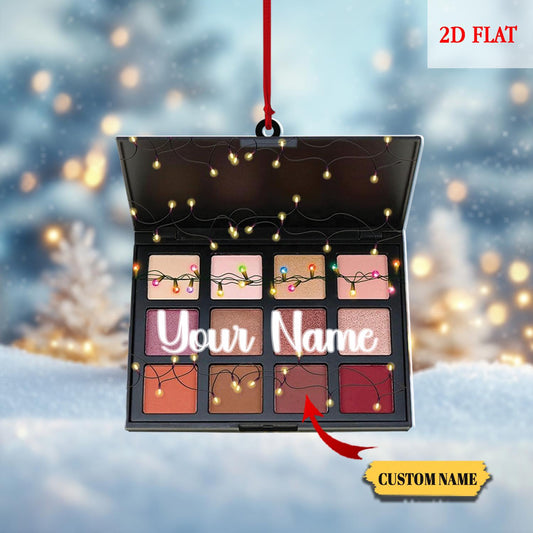 Custom Name Makeup Box Shape Acrylic 2D Flat Ornament, Girl Makeup Artist Christmas Ornament, Makeup Set Christmas Tree Decor, Makeup Gift