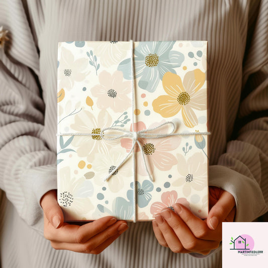 Pastel Wildflower Wrapping Paper: Elegant Botanical Print, Eco Friendly