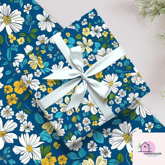 Midnight Daisy Wrapping Paper: Retro Floral Biodegradable Art Paper