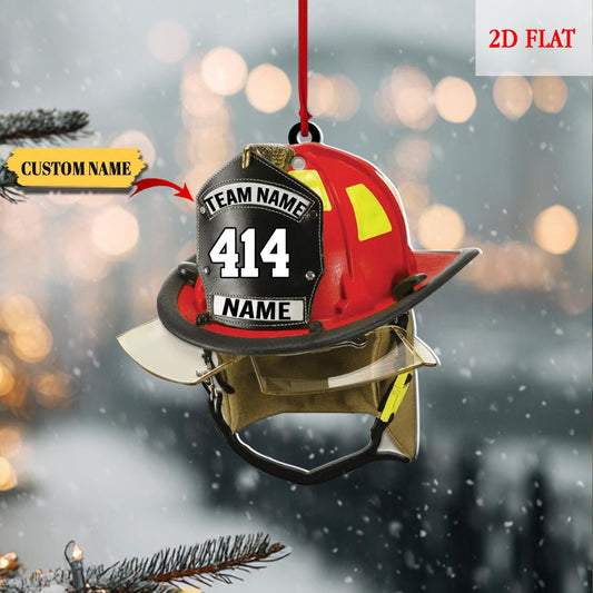 Custom Firefighter Helmet Acrylic Ornament, Firefighter Gift, Birthday Gift for Dad, Fireman Gift, Firefighter Hat Ornament, Firefighter hat