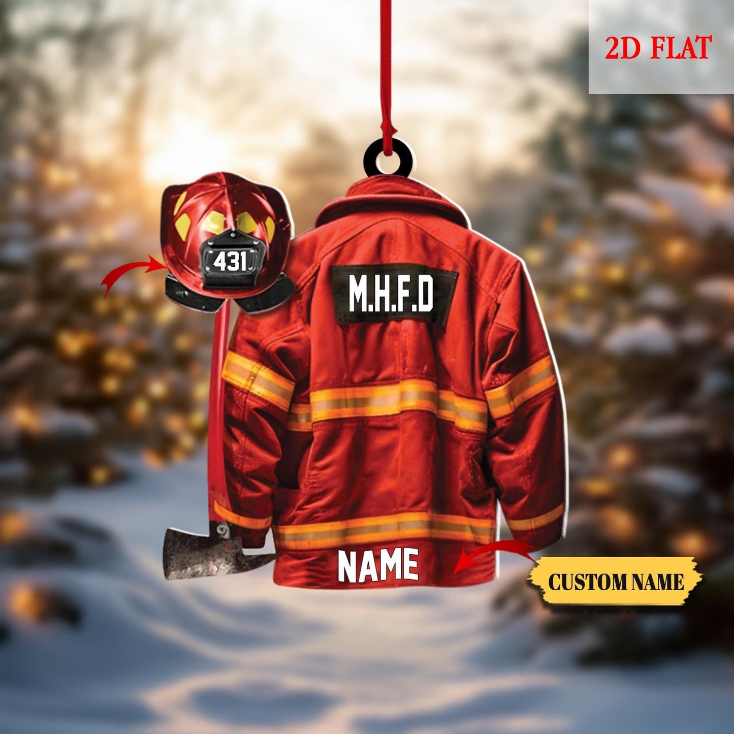 Personalized Firefighter Christmas Acrylic 2D Ornament, Fire Hero Uniform, Firefighter Christmas Gift, Fireman Ornament, Gift Firefighter