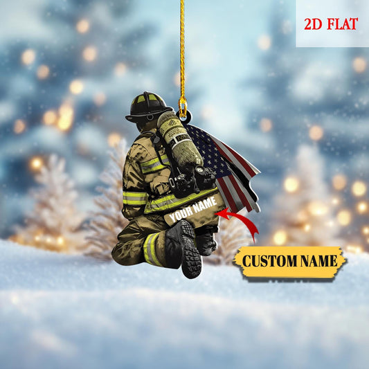 Custom Firefighter On Duty Acrylic Ornament, Chirstmas Gift for Dad, Firefighter Christmas Gift, Firefighter Gear Keepsake, Christmas Gift