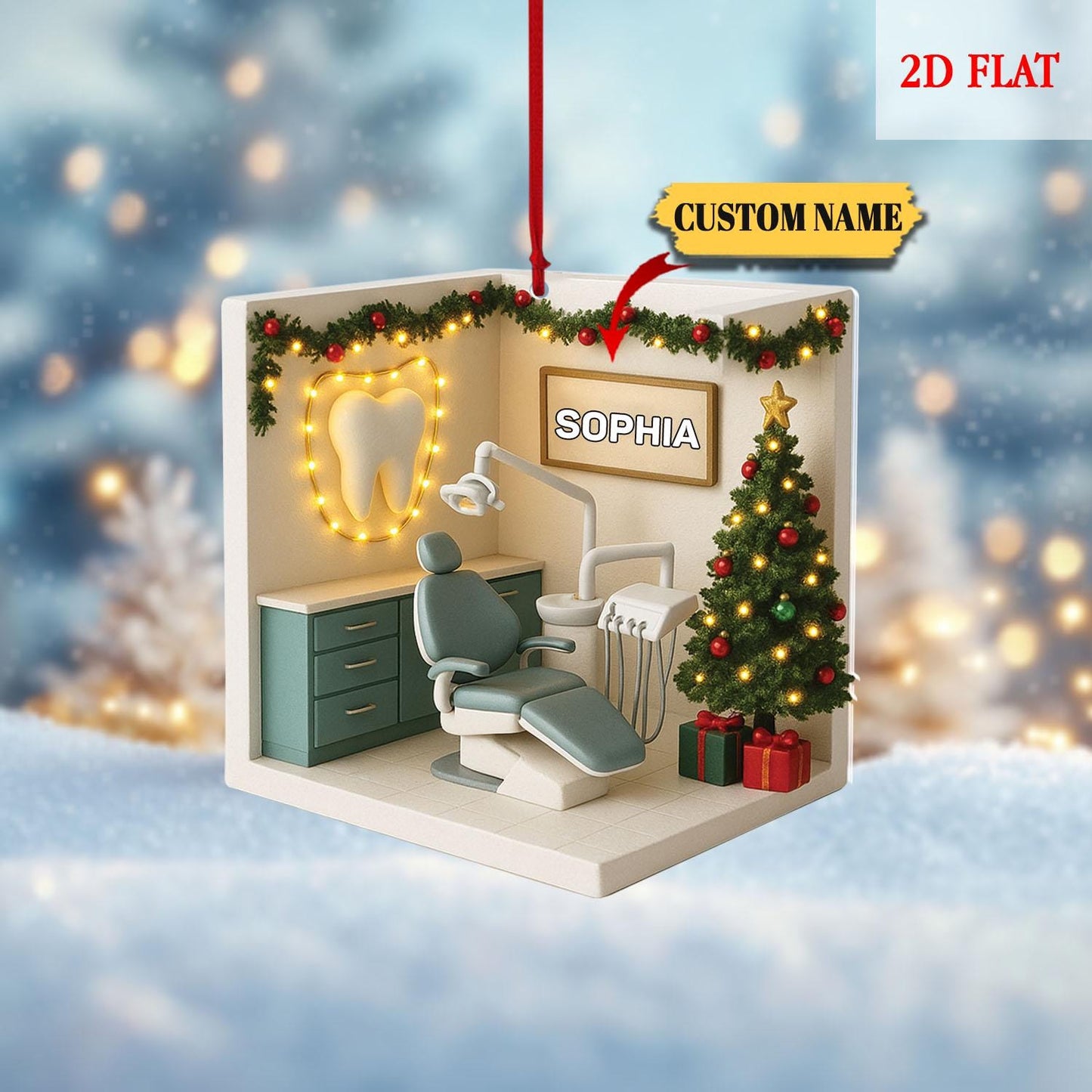 Personalized Dental 2D Flat Acrylic Ornament,Dentist Christmas Gift, Dental Assistant,Dental Hygienist, Dental Squad Ornament, Teeth Shakers