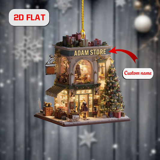 Personalized Storefront Ornament, Custom Shop Name Christmas Decoration, Small Business Gift, Holiday Store Ornament for Tree