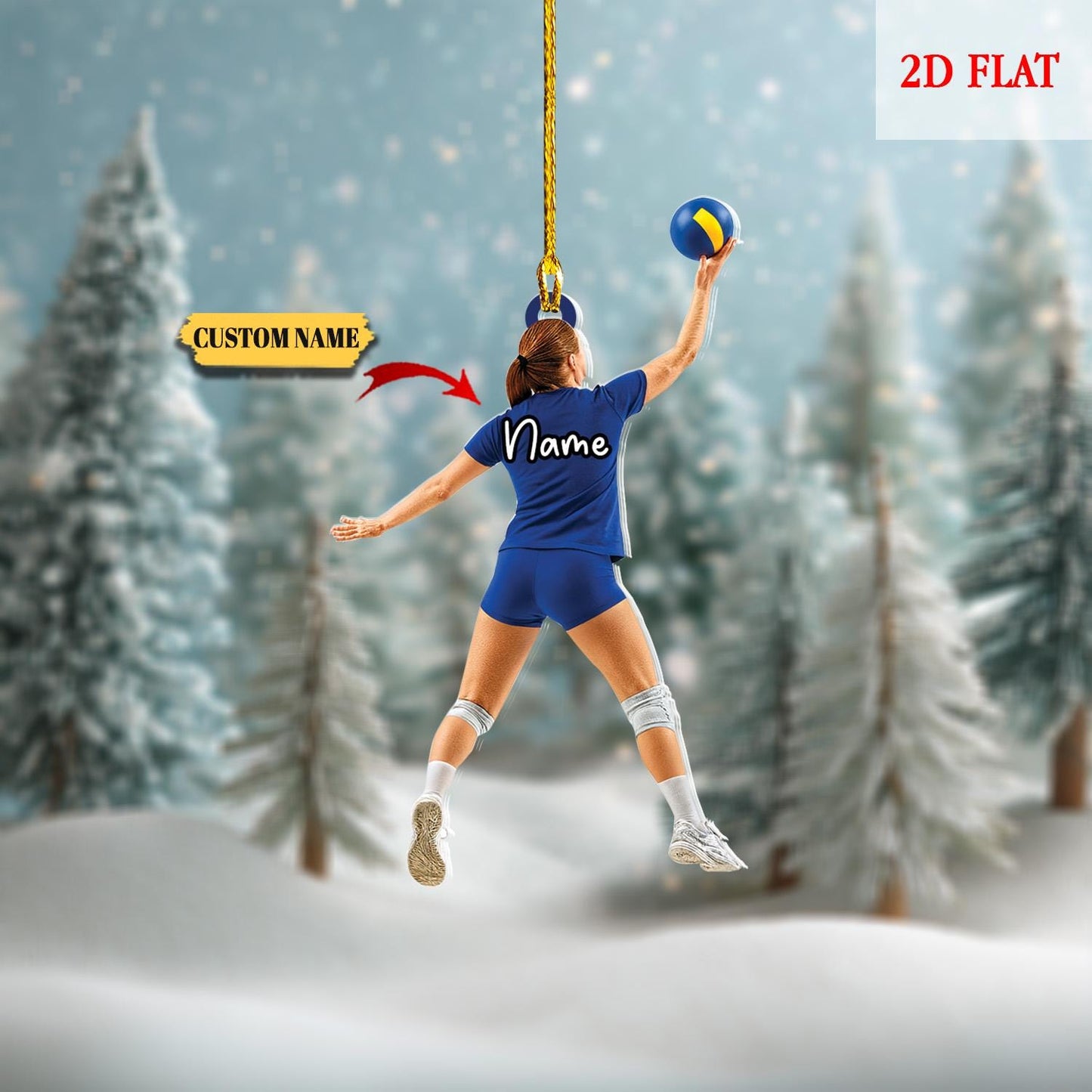 Customized Volleyball Player 2D Flat Ornament, Christmas Gifts for Volleyball Girls, Volleyball Gifts for Teen, Christmas Tree Decorations