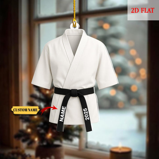 Personalized Black Belt Karate Taekwondo 2D Flat Acrylic Ornament, Martial Arts Gift, Sports Ornament, Karate Taekwondo Coach Xmas Gift