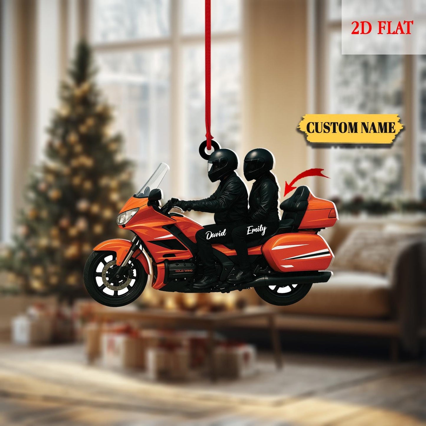 Personalized Biker Harley Motorcycle 2D Flat Acrylic Ornament, Biker Ornament, Gift for Biker, Motorbike Lovers Gift, Christmas Tree Hanger