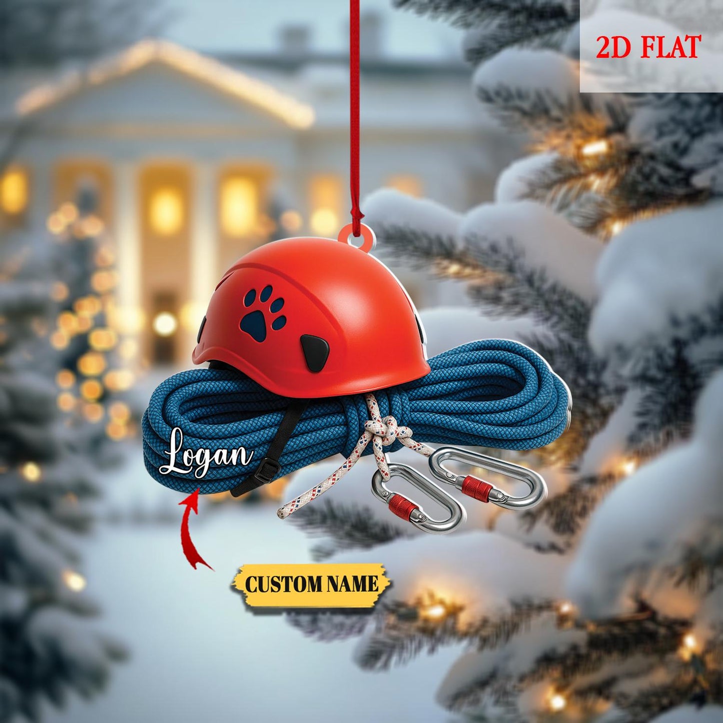 Personalized Rock Climbing Christmas 2D Flat Acrylic Ornament, Climbing Ornament, Moutain Climbing Xmas, Christmas Gift For Climbing Lover