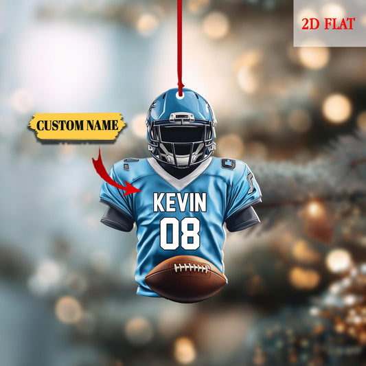 Personalized Football Uniform Flat 2D Ornament, Football Vest Car Ornament, Gift for Boyfriend, Football Player Gift, Helmet And Ball