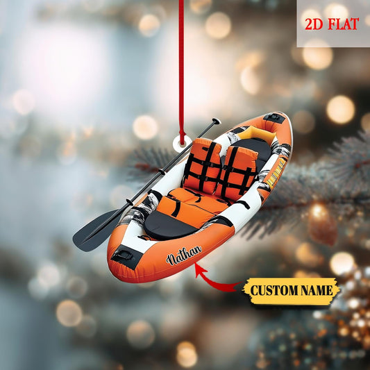 Personalized Kayak 2D Flat Acrylic Ornament, Canoe Christmas Present, Perfect Gift for Water Sports Enthusiasts, Beach Vacation Keepsake