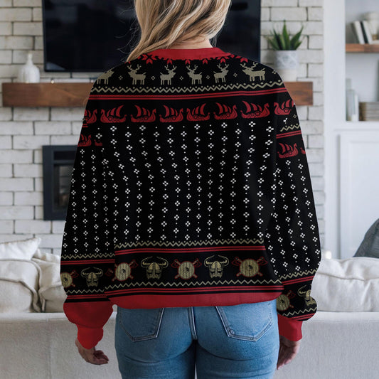Funny Viking Falalalala Valhallala Ugly Christmas Sweater, Viking Reindeer Holiday Sweater, Norse Mythology Xmas Gift, Idea Gifts Christmas