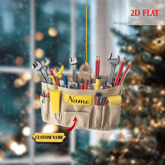 Personalized Tools Belt Bag 2D Flat Ornament, Handyman Ornament, Christmas Gift For Engineer, Christmas Gift For Mechanic, Engineer gift