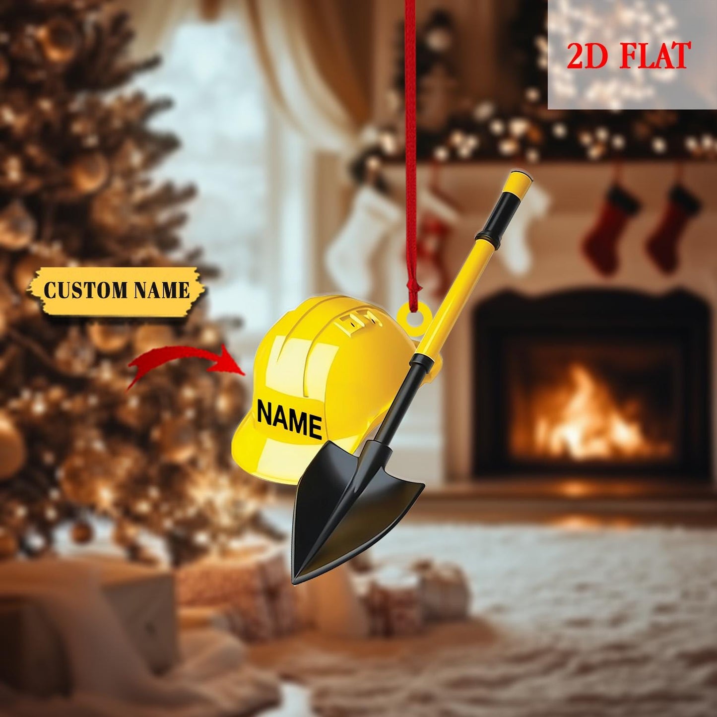 Personalized Coal Miner Flat 2D Acrylic Ornaments, Custom Xmas Gifts for Coworker Men, Coal Miner Christmas Ornament, Miner Coal Xmas Gift