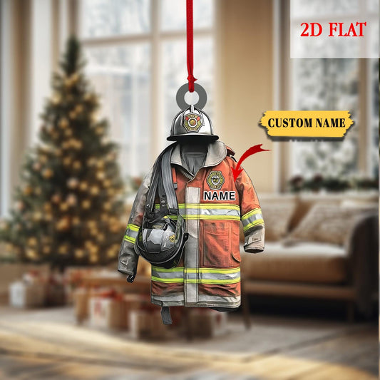 Personalized Firefighter Uniform Christmas Ornament, Christmas Decor with Firemen Gear, Gift for Firemen, First Responders, Fireman gift