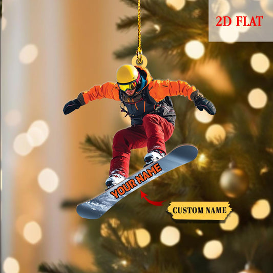 Personalized Snowboard 2D Flat Acrylic Ornament, Winter Sports Ornaments for Boys, Family Vacation, Snowboarding Gifts, Snowboarder Decor