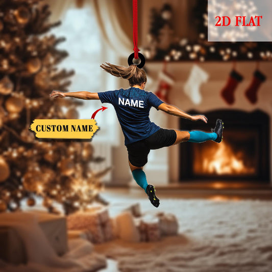 Personalized Soccer Girl Player Christmas 2D Flat Acrylic Ornament, Sport Christmas Ornament, Gift For Soccer Player, Soccer Ornament Decor