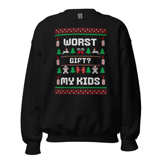 Worst Gift My Kids Funny Christmas Jumper | Ugly Style Festive Knit | Sarcastic Xmas Party Jumper | Novelty Holiday Gag Gift