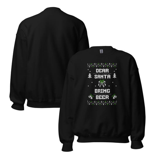Dear Santa Bring Beer Funny Ugly Christmas Jumper | Festive Booze Knitwear | Drinking Party Holiday Gift Idea