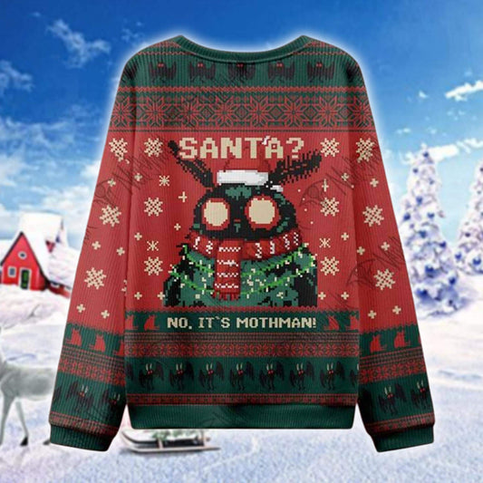 Funny Mothman Ugly Christmas Sweater, No It's Mothman Meme Shirt, Cryptid Holiday Jumper, Weird Xmas Gift for Him Her, All Over Print