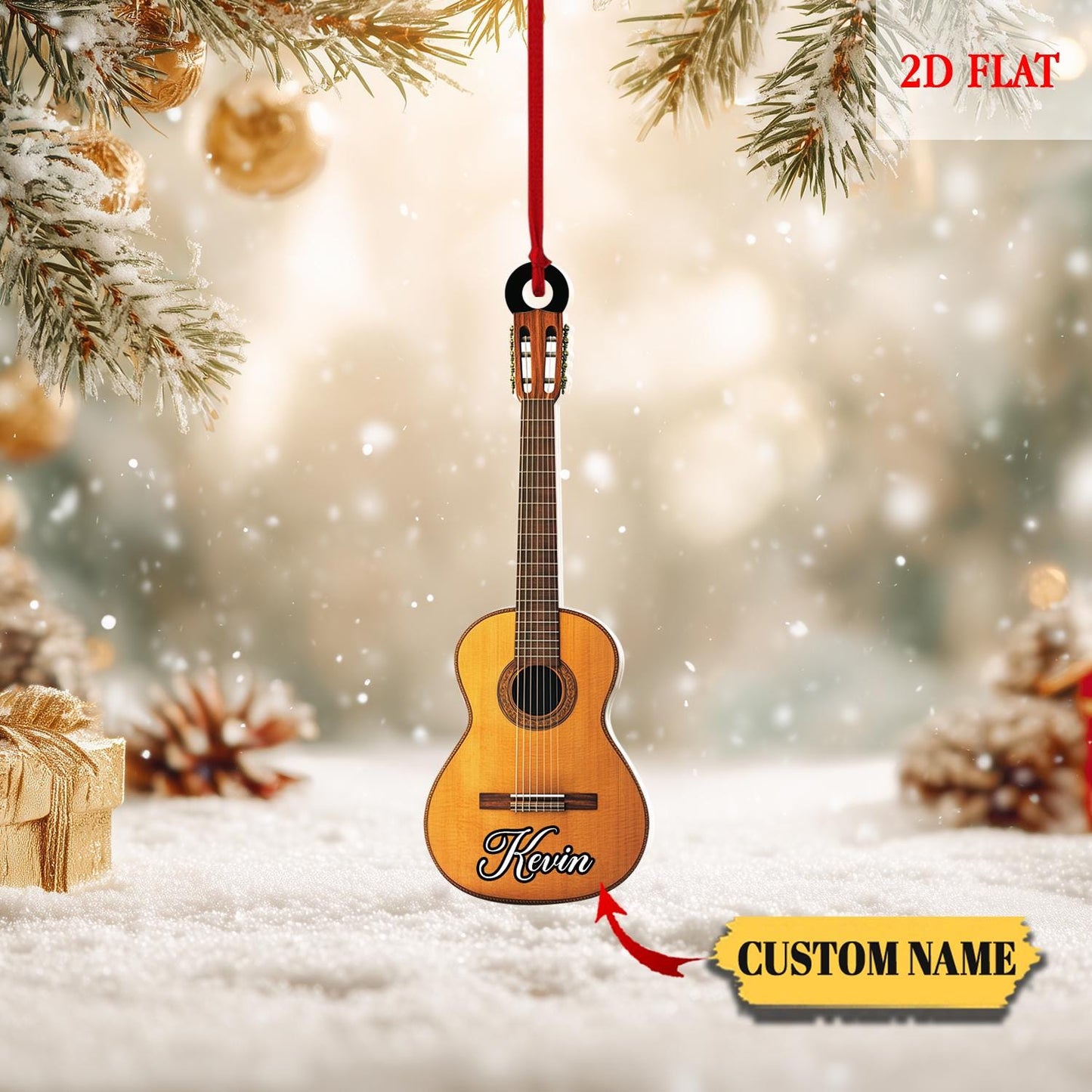 Personalized Electric Guitar 2D Flat Ornament,Christmas Gift for Music Lovers, Guitar Players,Rock and Roll Gift, Christmas Hanging Ornament