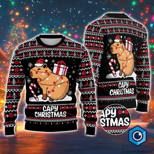 Capybara Ugly Christmas Sweater, Cute Capy Christmas Sweatshirt, Christmas Holiday Sweater, Family Xmas Matching Outfits