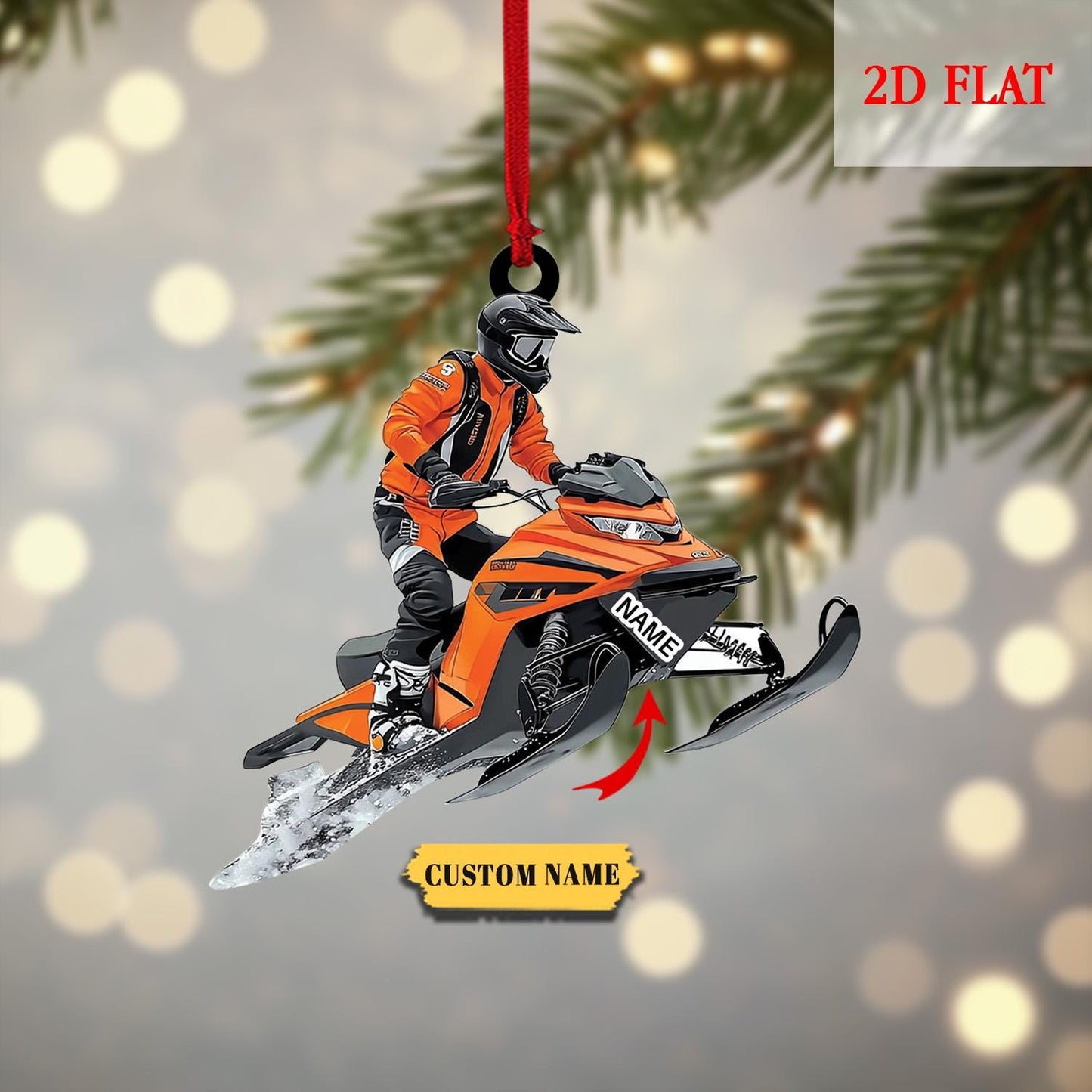 Custom Name Snowmobile Christmas 2D Flat Acrylic Ornament, Snow Mobile Rider Ornament, Snowmobile 2025 Ornament, Outdoor Sport Ornament
