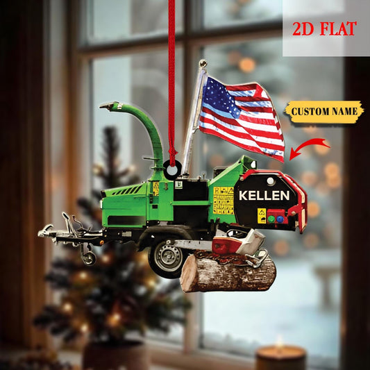 Personalized Name Arborist Chainsaw Christmas Logger Ornament, Christmas Gift For Dad, Gift for Arborist,Tree Trimmer Cutter Decor