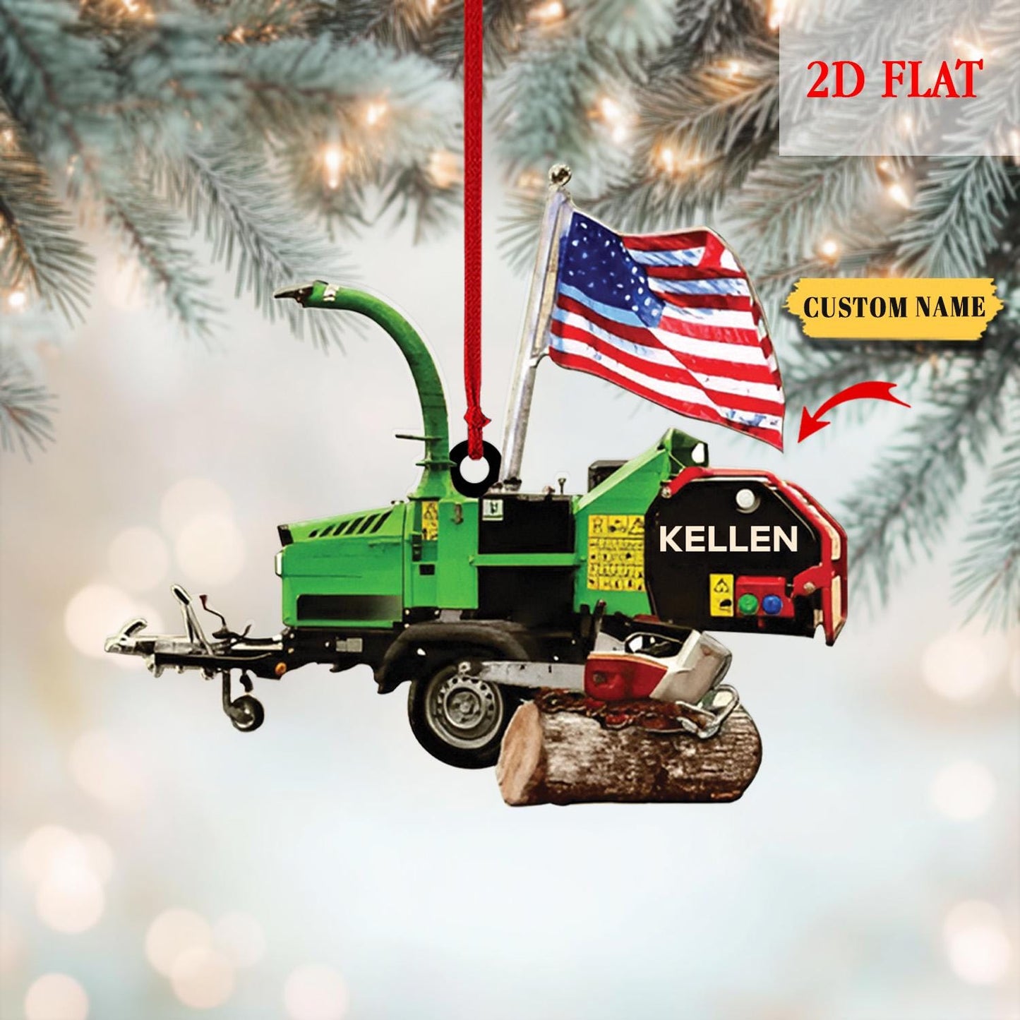 Personalized Name Arborist Chainsaw Christmas Logger Ornament, Christmas Gift For Dad, Gift for Arborist,Tree Trimmer Cutter Decor