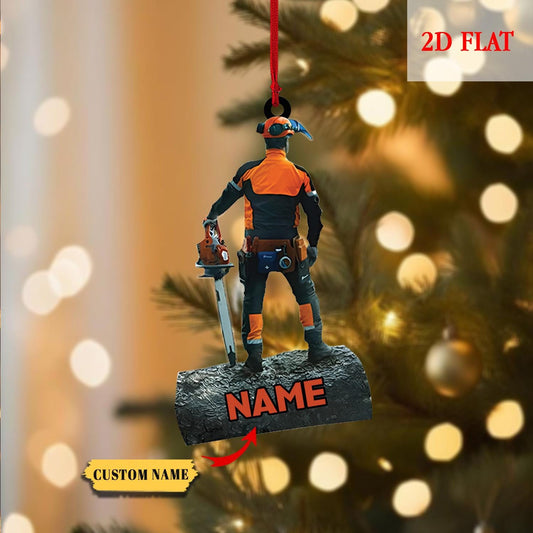 Personalized Arborist Christmas Ornament, Logger Hanging Ornament, Tree Trimmer Cutter Decor, Unique Handyman Holiday Gift for Men