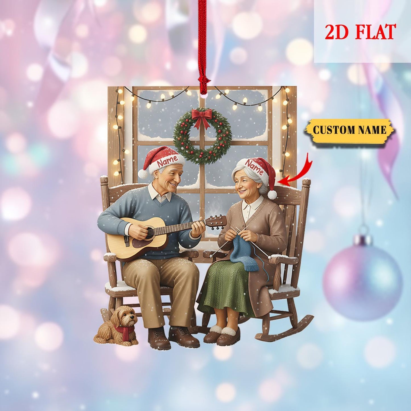 Personalized Growing Old Together 2D Flat Acrylic Home Decoration, Wedding Anniversary Christmas Ornament, 60th Anniversary Ornament Gift