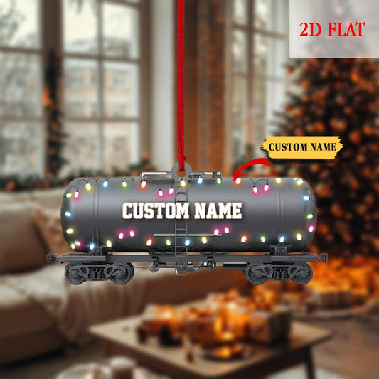 Personalized Oil Railway Cistern Ornament, Oil Railway Cistern Christmas Gift, Railroader Car Ornament, Locomotive Christmas Ornament