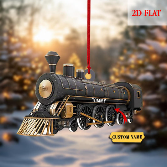 Personalized Locomotive 2D Flat Acrylic Ornament, Locomotive Ornament, Railway Train Holiday Ornament, Railroader Gift, Gift For Train Lover